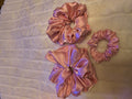 Scrunchie Set, hair accessory to secure hair, pink satin, three sizes in set