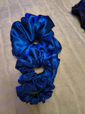 Scrunchie, hair accessory, set of three (sm, md, and lg), beautiful soft satin blue