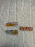 Hair Clip, 3 hair clips, each is unique, one has small flowers in the resin design, in shape and styles are different, sparkles