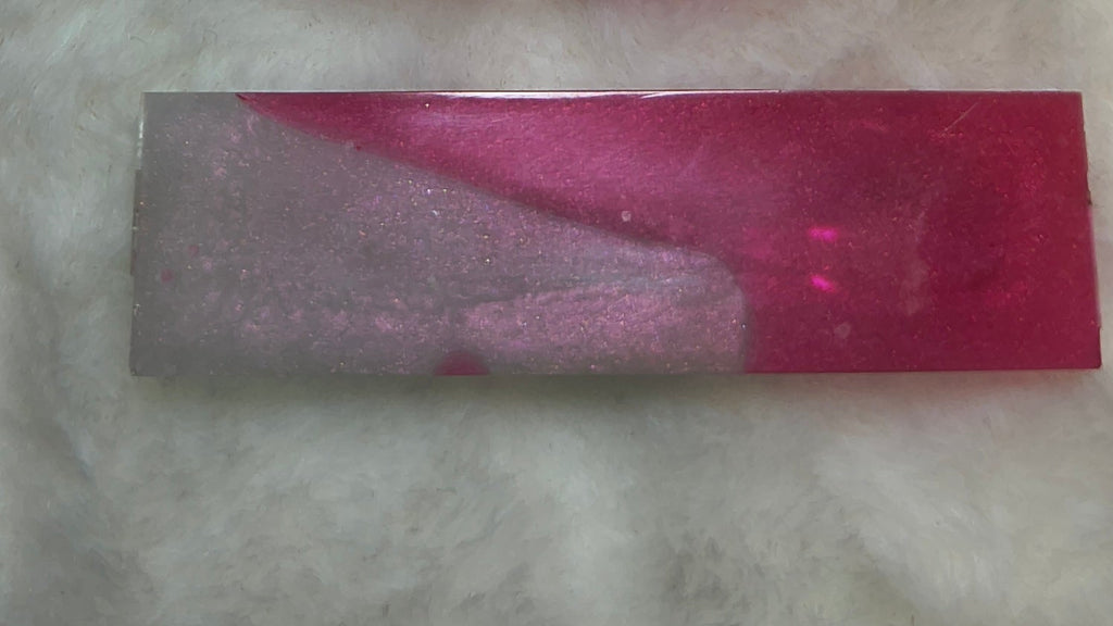 Hair Clips, three hair clips in beautiful pinks and gold.  Two match in style and color, with a heart shaped Keychain in a sparkles, all are resin