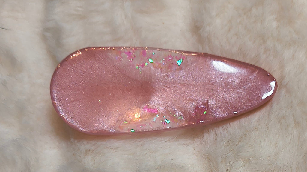 Hair Clips. Set of four, Variety pack, pinks and whites, one with flowers, all resin