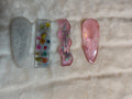Hair Clips. Set of four, Variety pack, pinks and whites, one with flowers, all resin