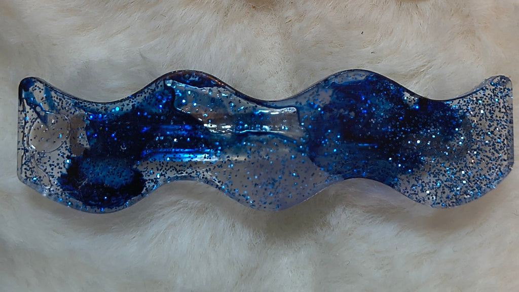 Hair Clips, three in pack, One in deep blue with sparkles and  two in white opal sparkles