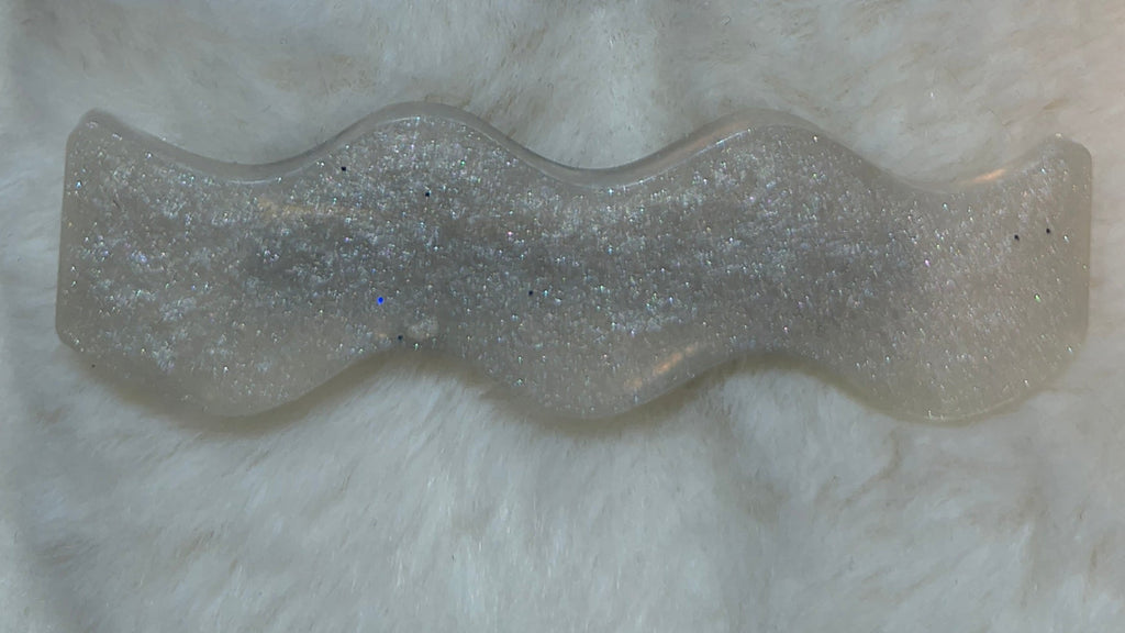 Hair Clips, three in pack, One in deep blue with sparkles and  two in white opal sparkles