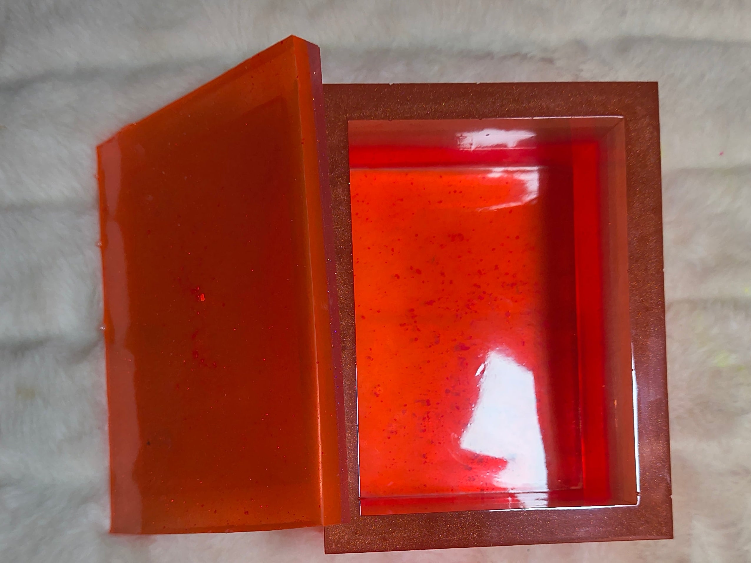 Close up of resin trinket holder with lid
