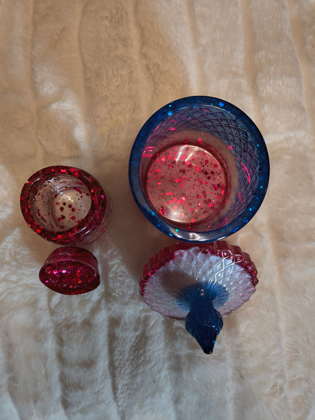 Patriotic Resin Trinket Holder Set — Red, White & Blue Sparkle, Set of 2