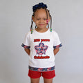 Short sleeve T-shirt, white,  Kids Patriotic T-Shirt/250 years Celebrate/Star& Flag design