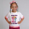 Short sleeve T-Shirt white, Colorful Kitten with "Being Cute is Not Easy, trimmed in mermaid pattern