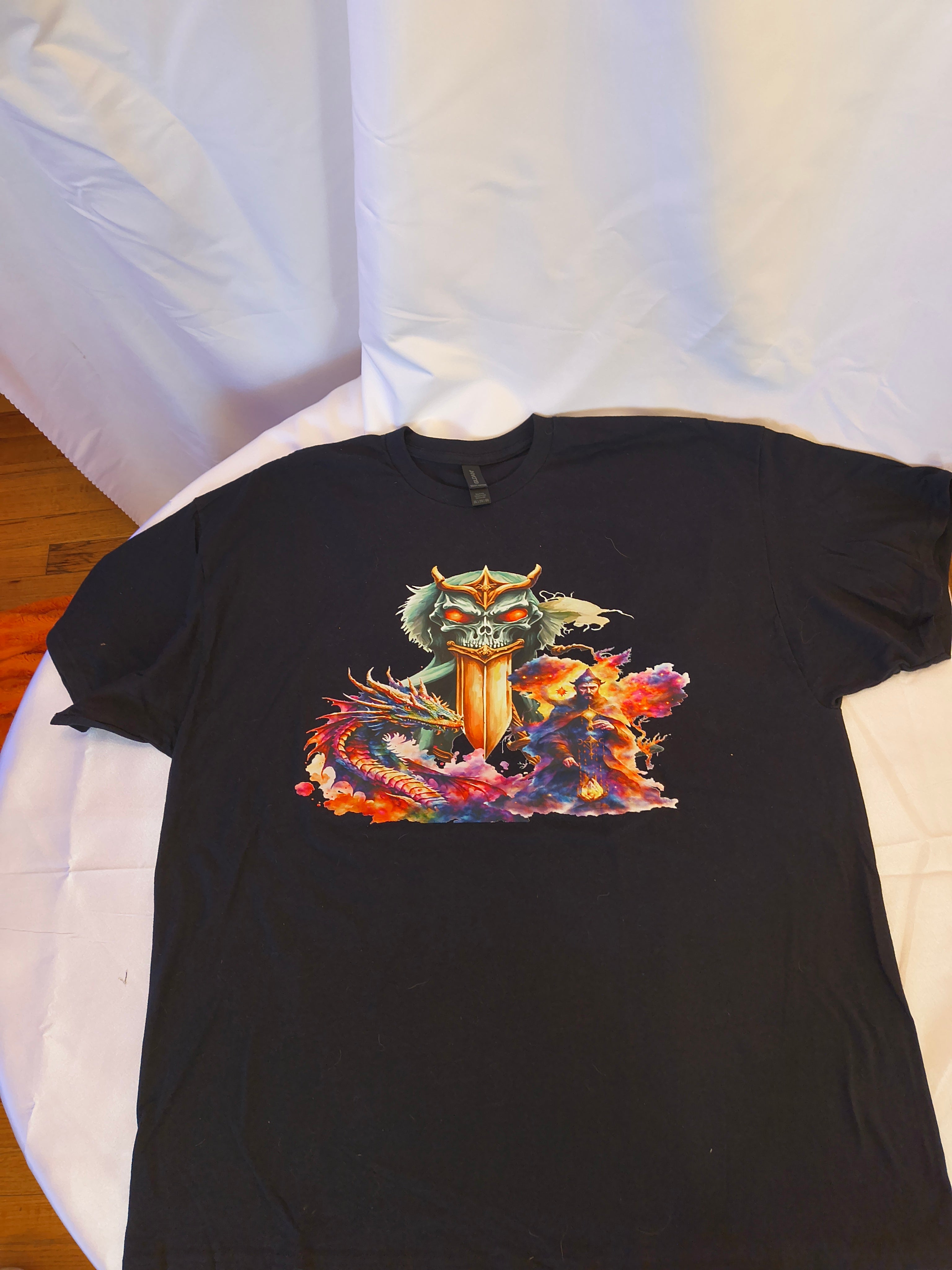 Short Sleeve T-Shirt, Black 100% Cotton, Dungeon and Dragons like theme