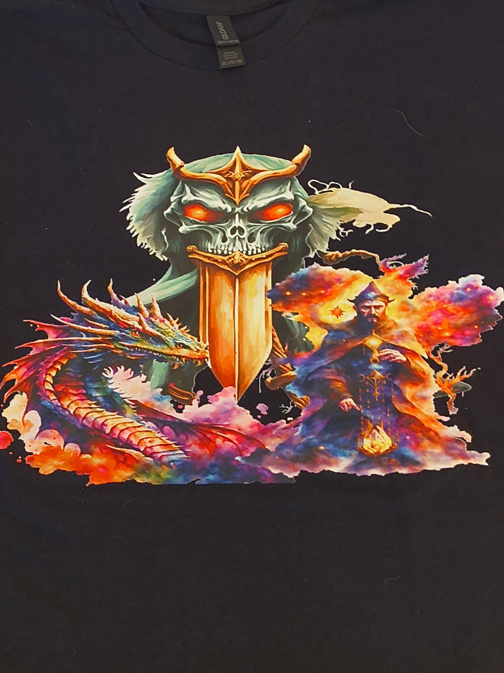 Short Sleeve T-Shirt, Black 100% Cotton, Dungeon and Dragons like theme