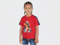 Short sleeve T-Shirt, Red, Firework /Eagle/Flag image, with added Artist designed fabric trim