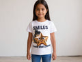 Short sleeved T-Shirt, white, 100% cotton, Smiles Travel when shared