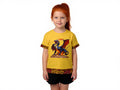 Short Sleeve T-Shirt, Yellow, 100% Cotton, Beautiful Dragon graphic with designer created cotton trim around sleeves and bottom of edge